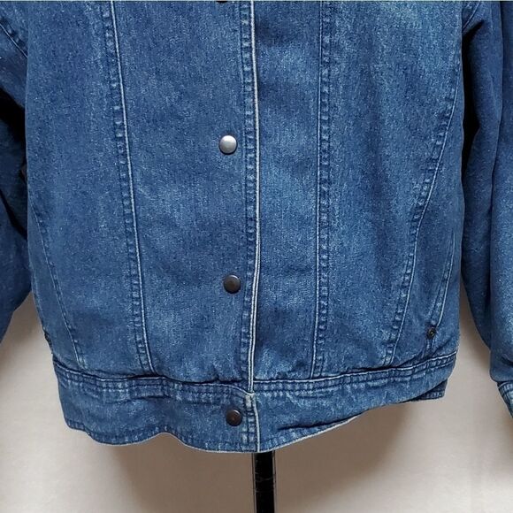 RARE Vintage 1970s Etienne Aigner Blue Tapered Sleeve Filled Puffer Denim Jacket - Picture 4 of 13